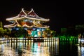 Qingming riverside in Kaifeng, known as Ã¢â¬ÅShui XiÃ¢â¬Â, is beautifully lighted a night.